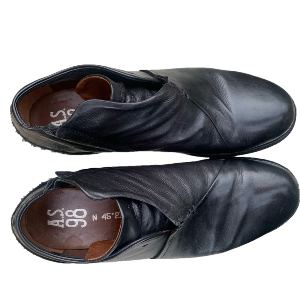 A.S 98 Black Tuck Italian Leather Shoe 42/11